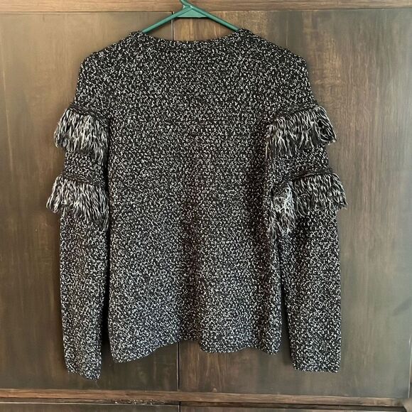 MUDPIE BECKHAM BLACK FRINGE SWEATER SMALL - Picture 4 of 5